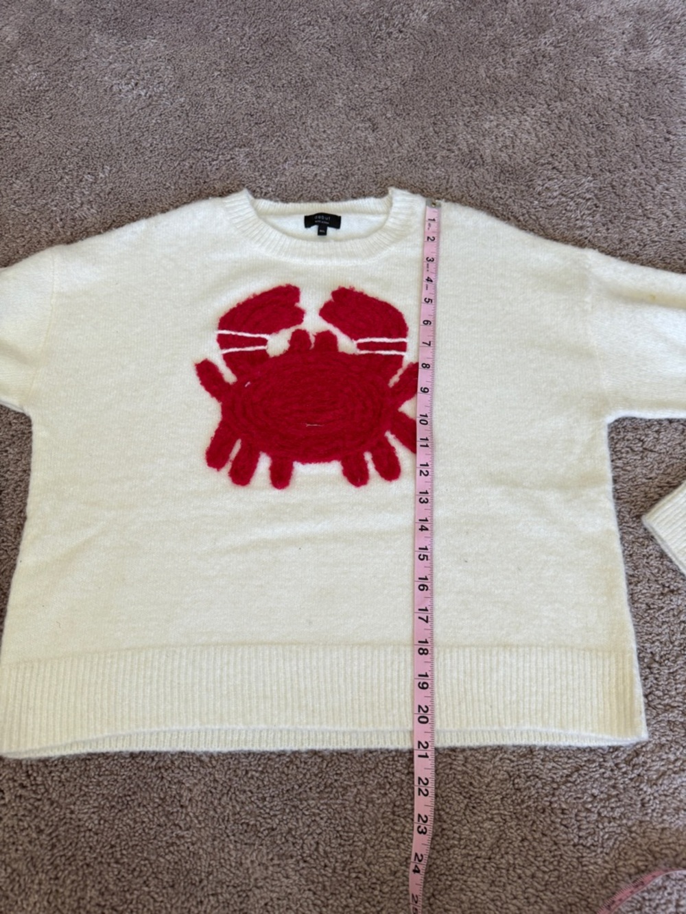 debut Cream Crewneck Sweater with Red Crab Graphic - Picture 5 of 8